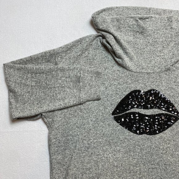 Torrid Sequin Lip Knit Sweater Women's 2X Gray Super Soft Cowl Neck NEW - Picture 5 of 11